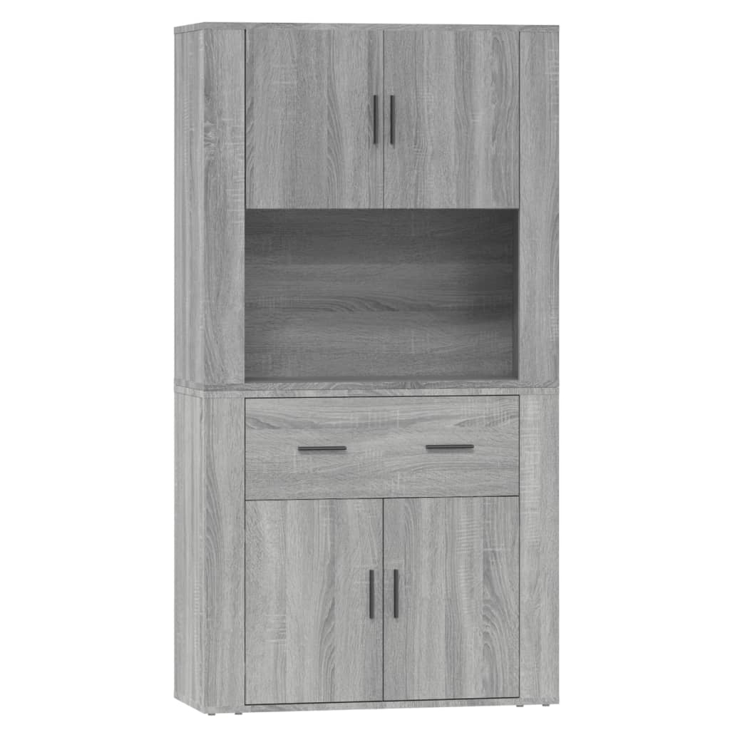 Hoge kast bewerkt hout grijs sonoma eikenkleurig