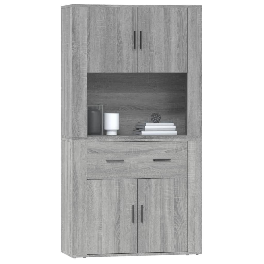 Hoge kast bewerkt hout grijs sonoma eikenkleurig