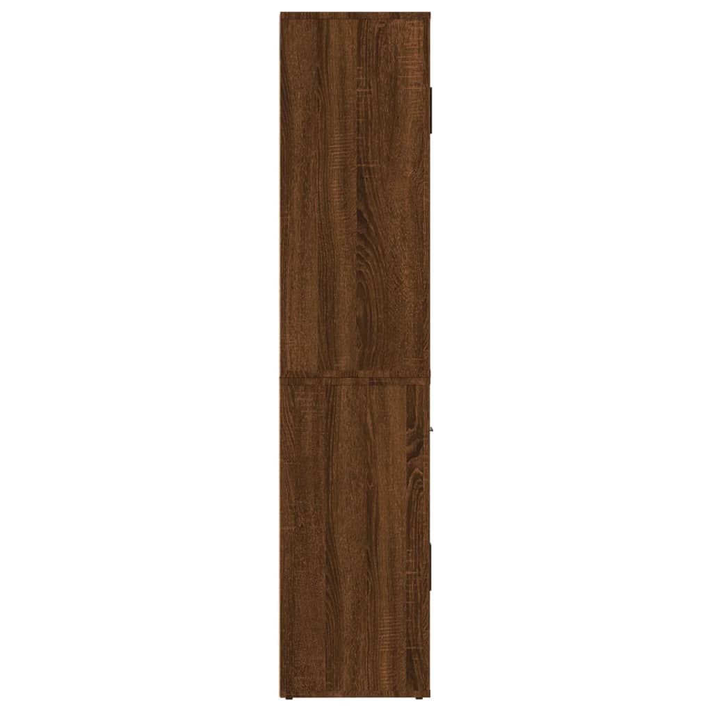 Hoge kast bewerkt hout bruin eikenkleur