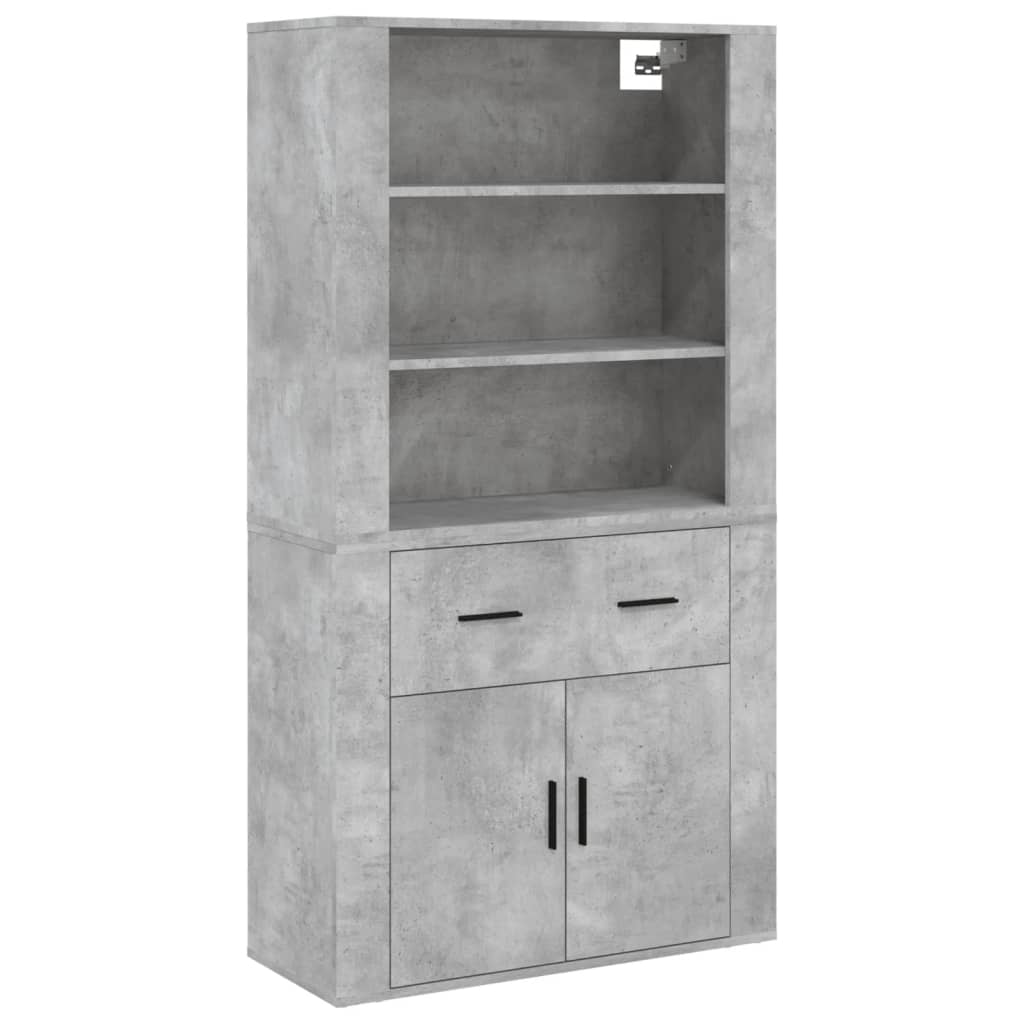 Hoge kast bewerkt hout betongrijs
