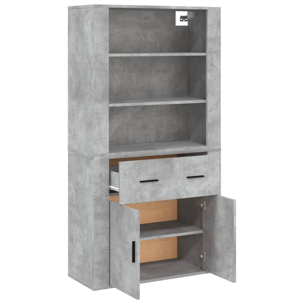 Hoge kast bewerkt hout betongrijs