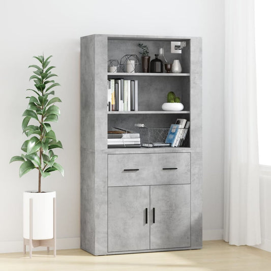 Hoge kast bewerkt hout betongrijs