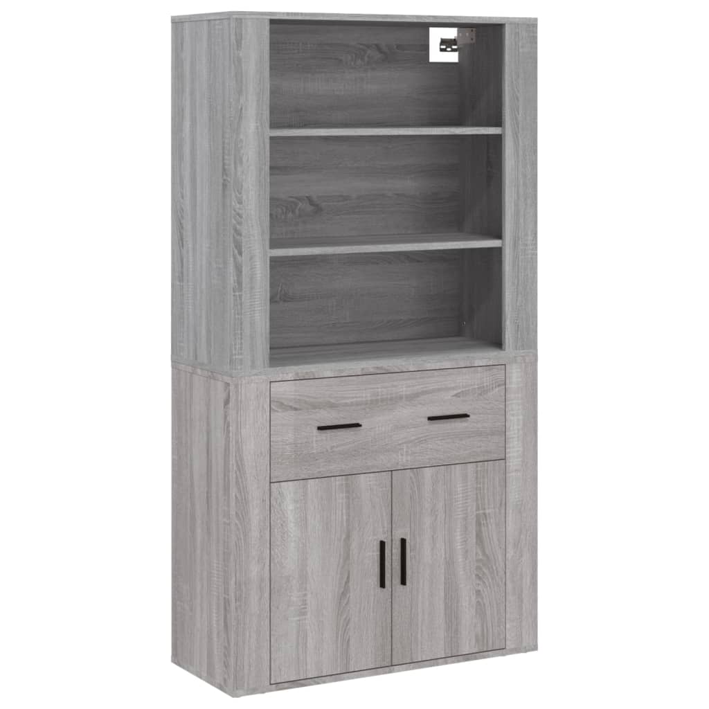 Hoge kast bewerkt hout grijs sonoma eikenkleurig