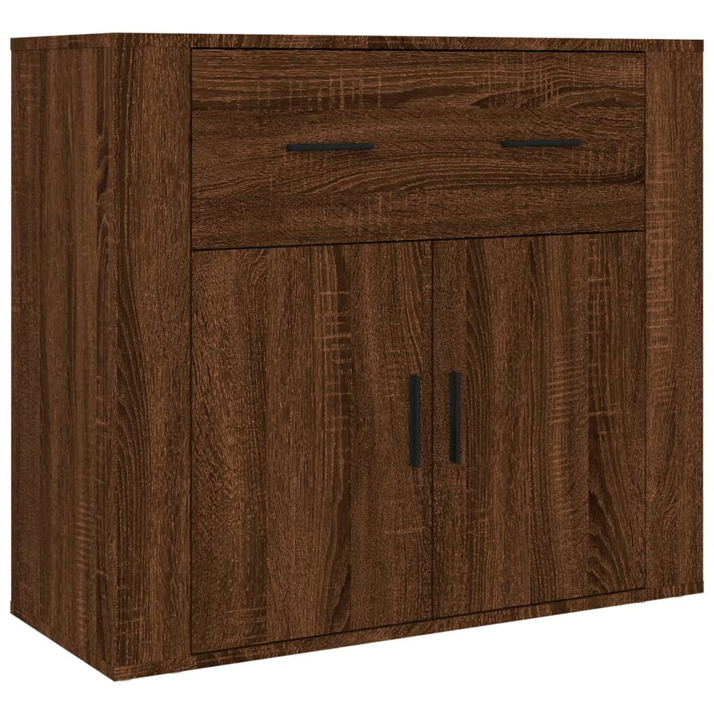 Hoge kast bewerkt hout bruin eikenkleur