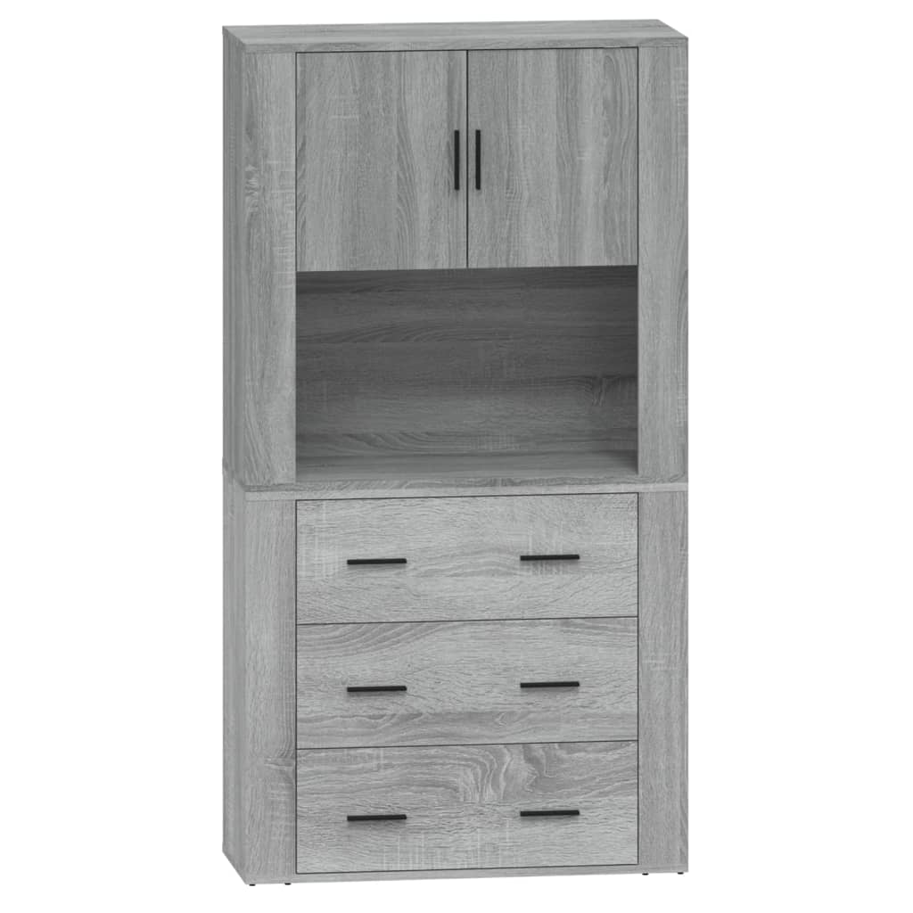 Hoge kast bewerkt hout grijs sonoma eikenkleurig