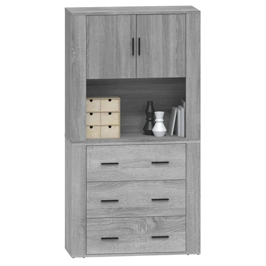 Hoge kast bewerkt hout grijs sonoma eikenkleurig