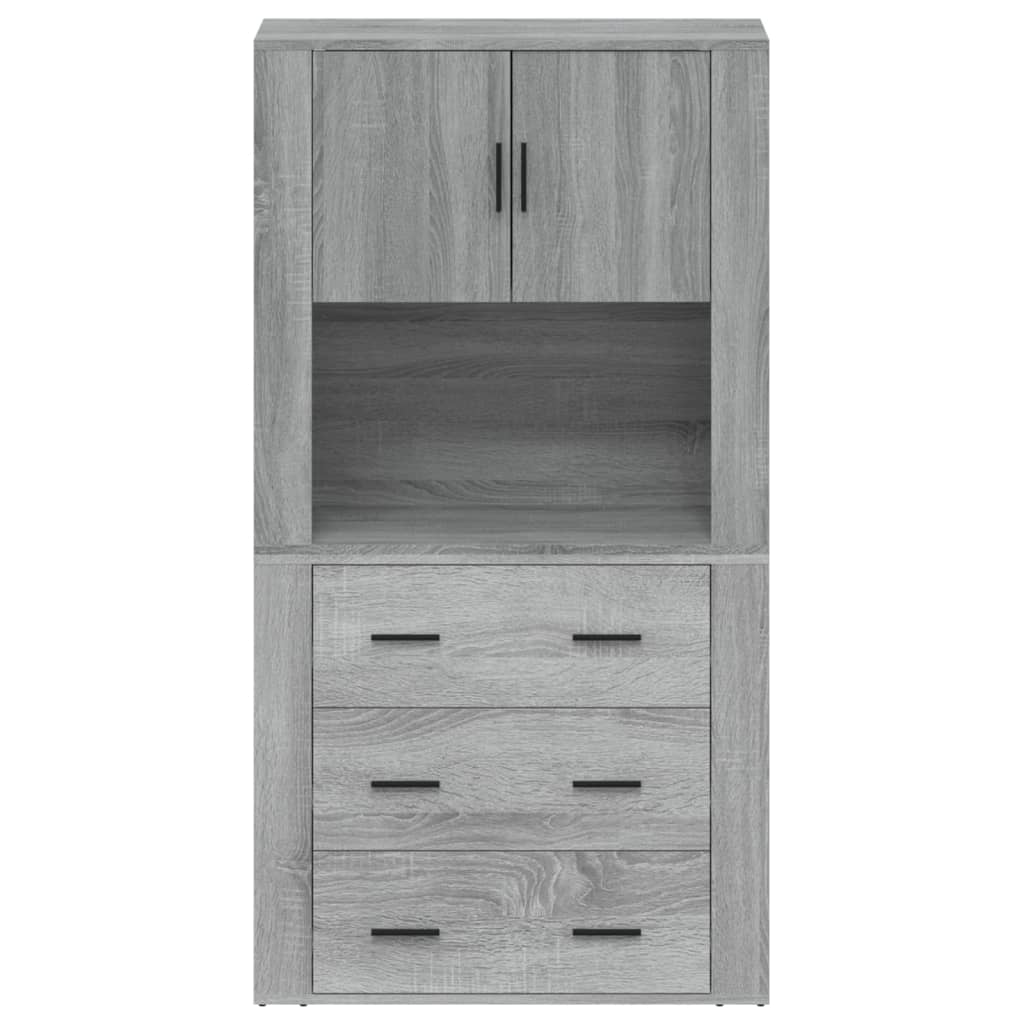 Hoge kast bewerkt hout grijs sonoma eikenkleurig