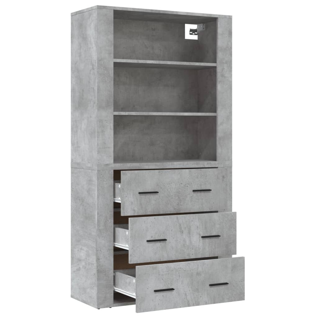 Hoge kast bewerkt hout betongrijs