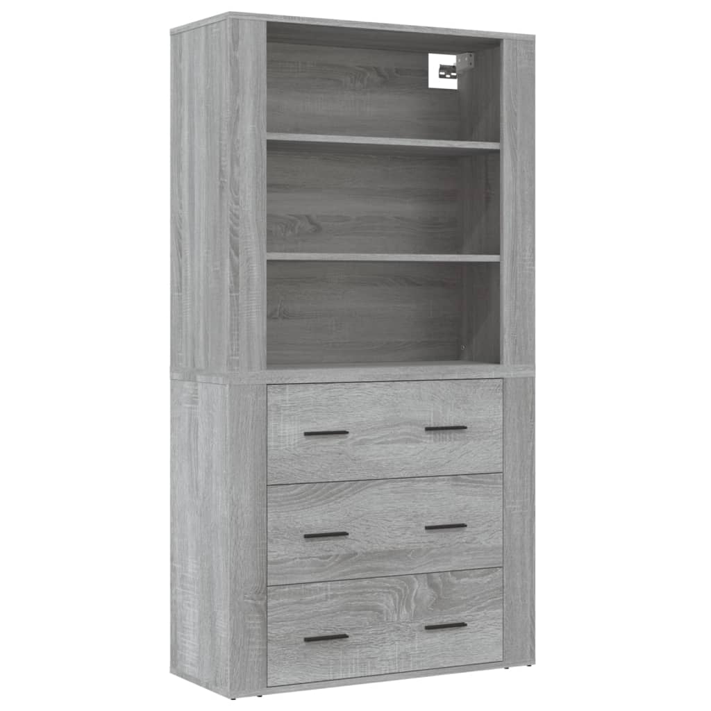 Hoge kast bewerkt hout grijs sonoma eikenkleurig