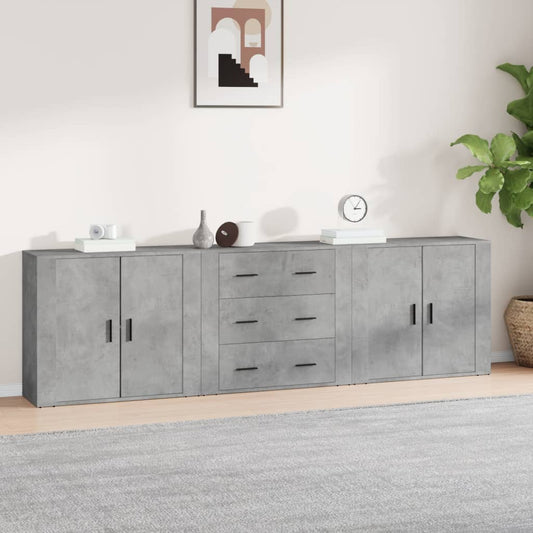 Dressoirs 3 st bewerkt hout betongrijs