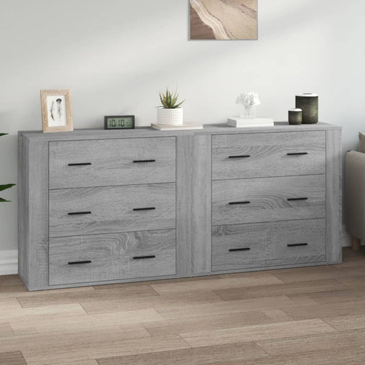 Dressoirs 2 st bewerkt hout grijs sonoma eikenkleurig