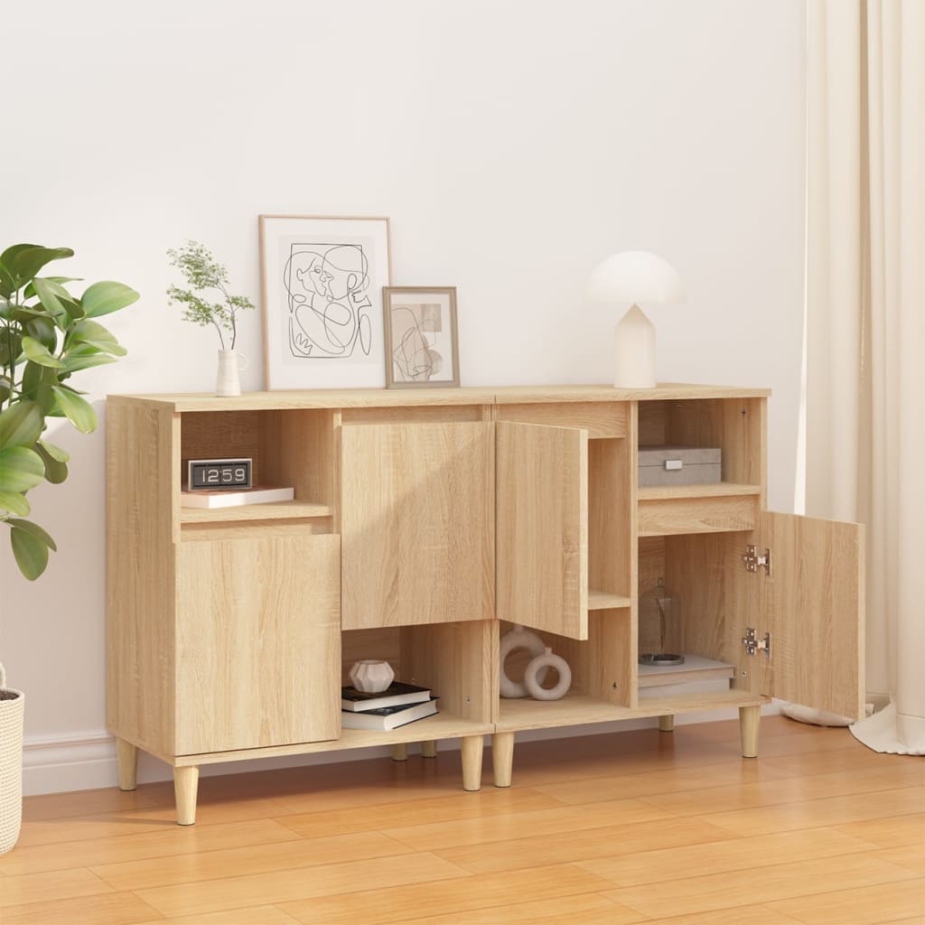 Dressoirs 2 st 60x35x70 cm bewerkt hout sonoma eikenkleurig