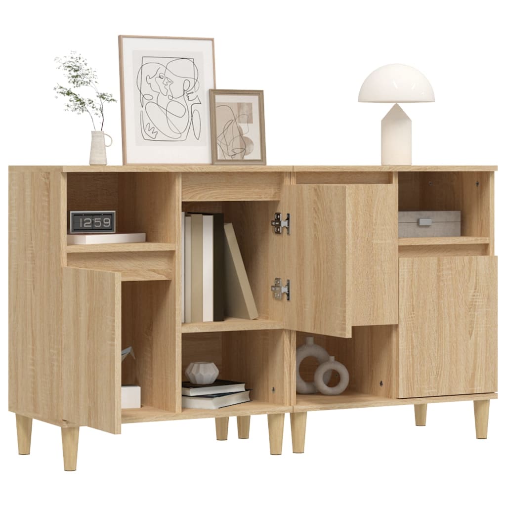 Dressoirs 2 st 60x35x70 cm bewerkt hout sonoma eikenkleurig