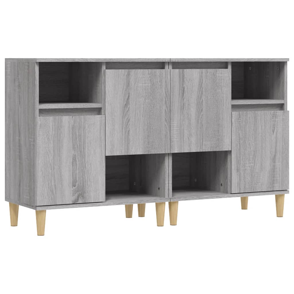 Dressoirs 2 st 60x35x70 cm bewerkt hout grijs sonoma eikenkleur