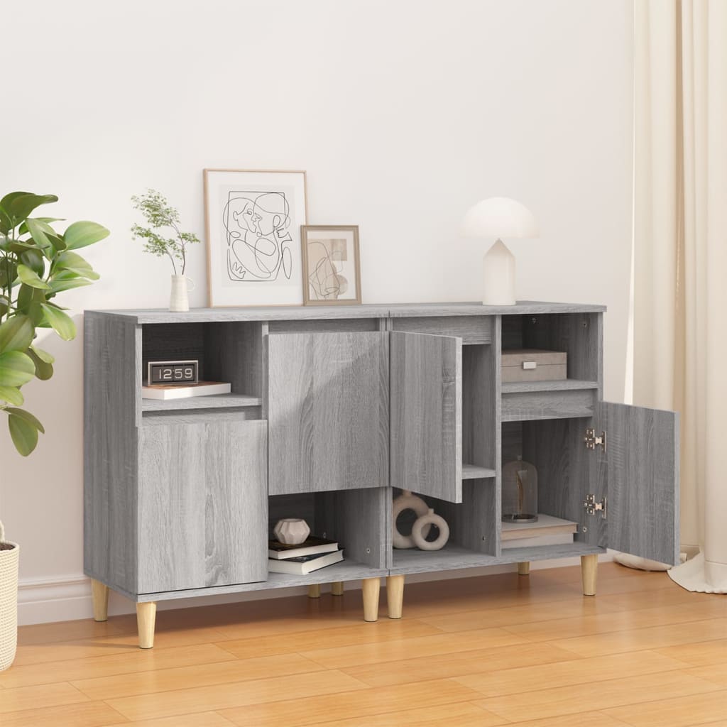 Dressoirs 2 st 60x35x70 cm bewerkt hout grijs sonoma eikenkleur