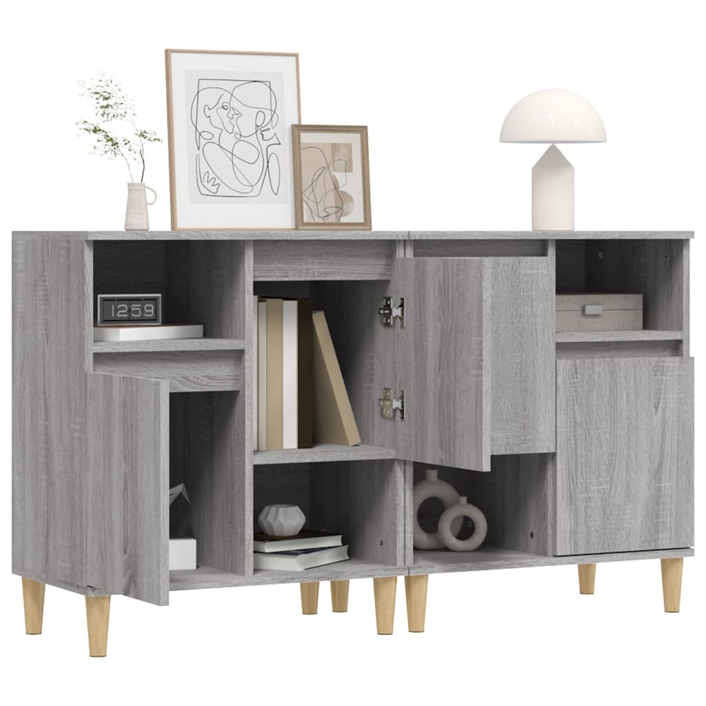 Dressoirs 2 st 60x35x70 cm bewerkt hout grijs sonoma eikenkleur