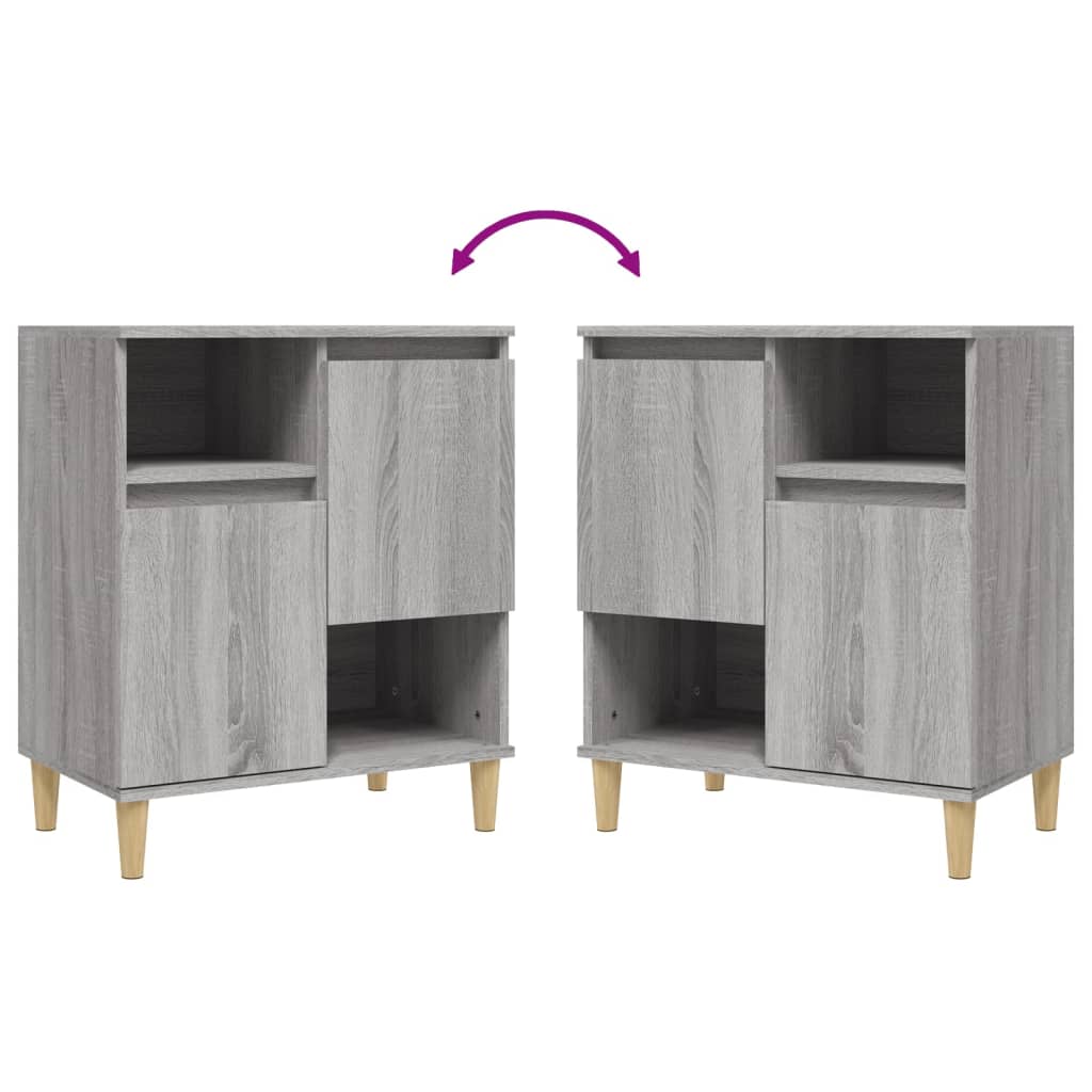 Dressoirs 2 st 60x35x70 cm bewerkt hout grijs sonoma eikenkleur