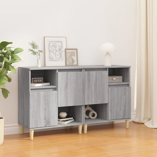 Dressoirs 2 st 60x35x70 cm bewerkt hout grijs sonoma eikenkleur