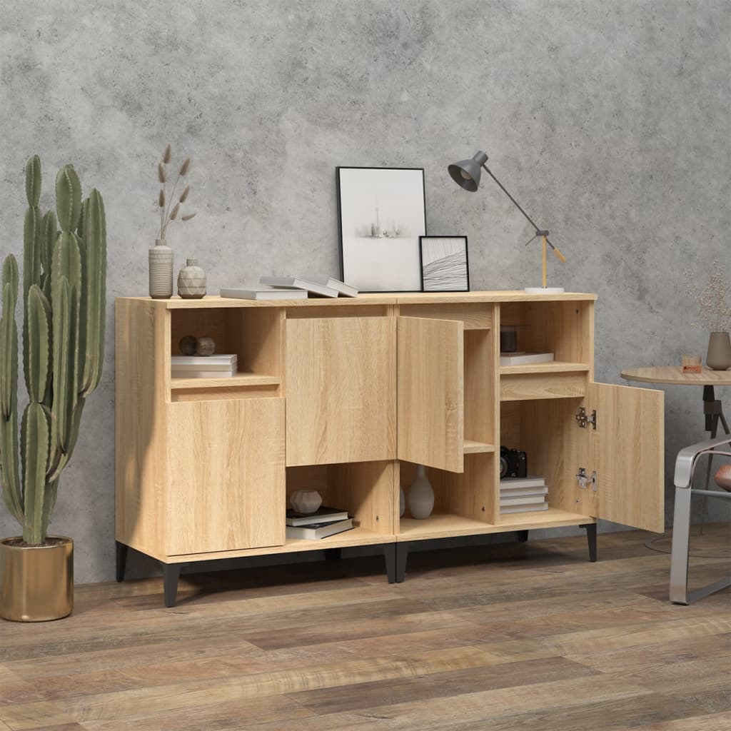Dressoirs 2 st 60x35x70 cm bewerkt hout sonoma eikenkleurig