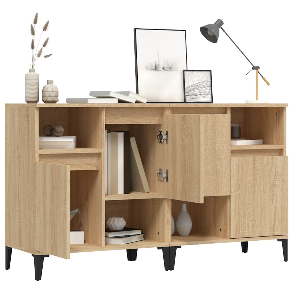 Dressoirs 2 st 60x35x70 cm bewerkt hout sonoma eikenkleurig
