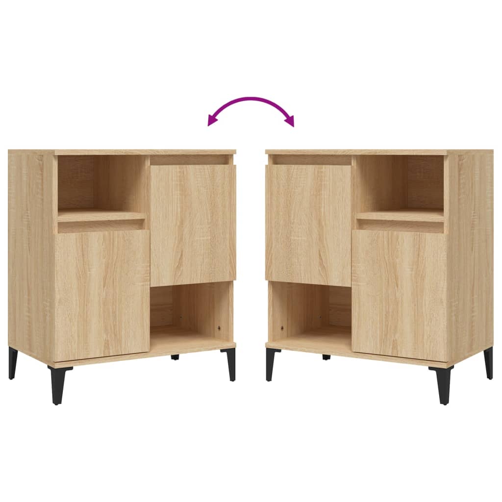 Dressoirs 2 st 60x35x70 cm bewerkt hout sonoma eikenkleurig