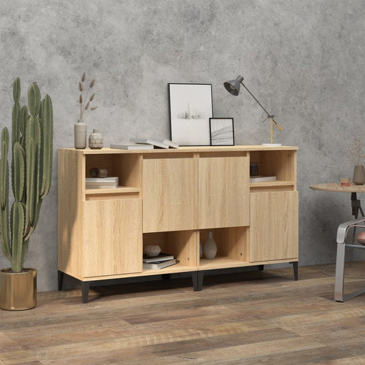 Dressoirs 2 st 60x35x70 cm bewerkt hout sonoma eikenkleurig