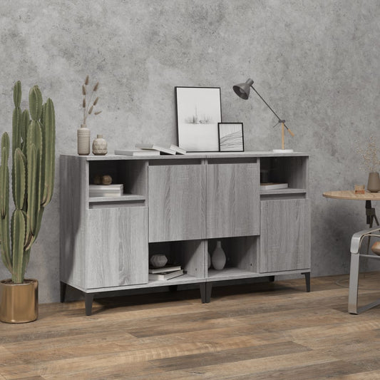 Dressoirs 2 st 60x35x70 cm bewerkt hout grijs sonoma eikenkleur