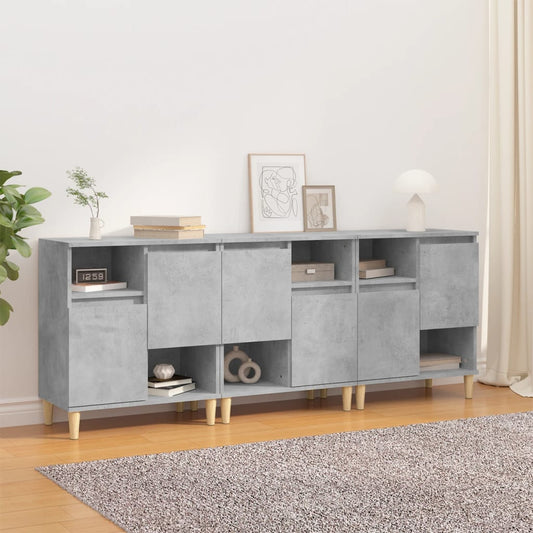 Dressoirs 3 st 60x35x70 cm bewerkt hout betongrijs