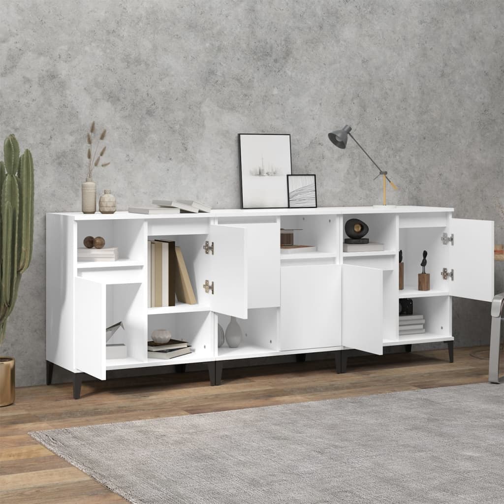 Dressoirs 3 st 60x35x70 cm bewerkt hout wit
