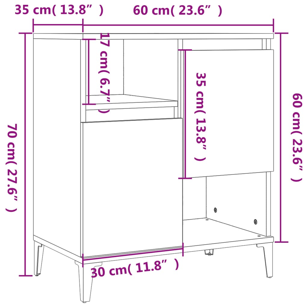 Dressoirs 3 st 60x35x70 cm bewerkt hout wit