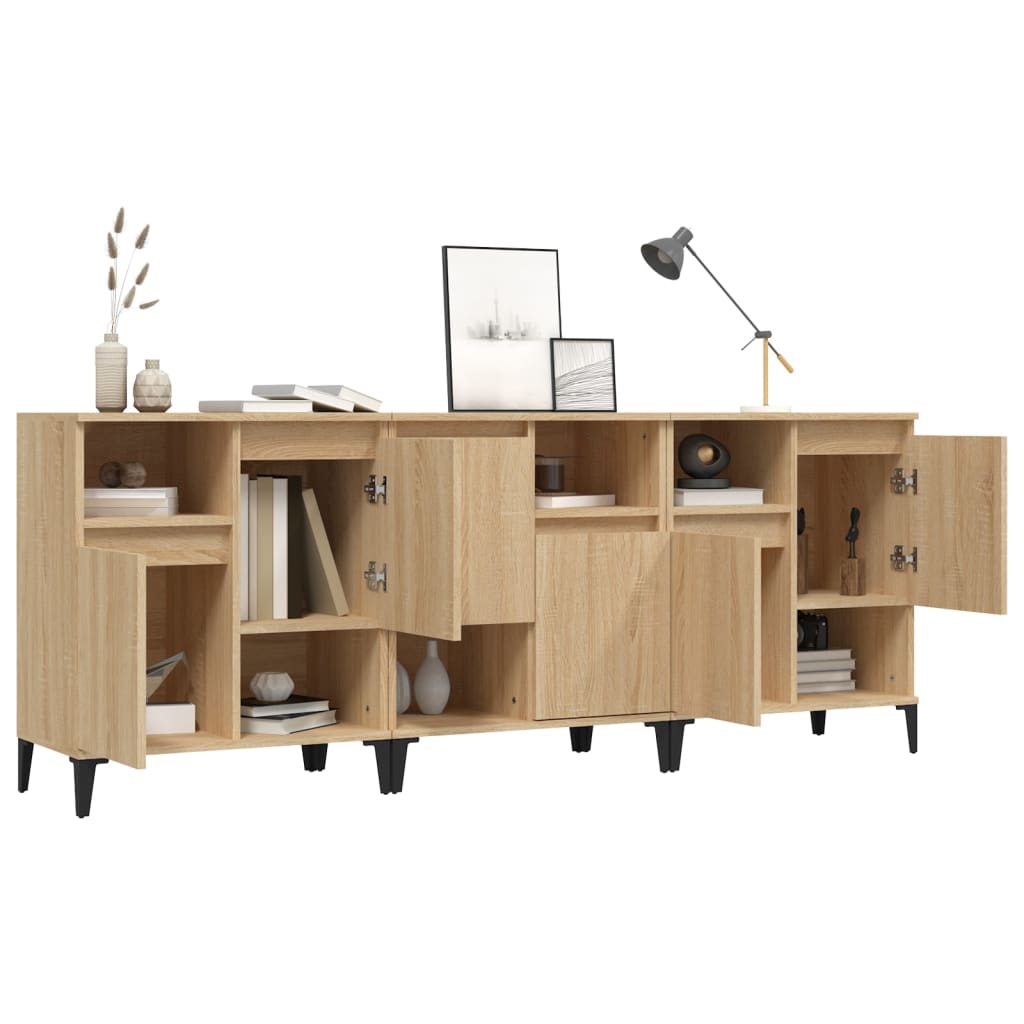 Dressoirs 3 st 60x35x70 cm bewerkt hout sonoma eikenkleurig