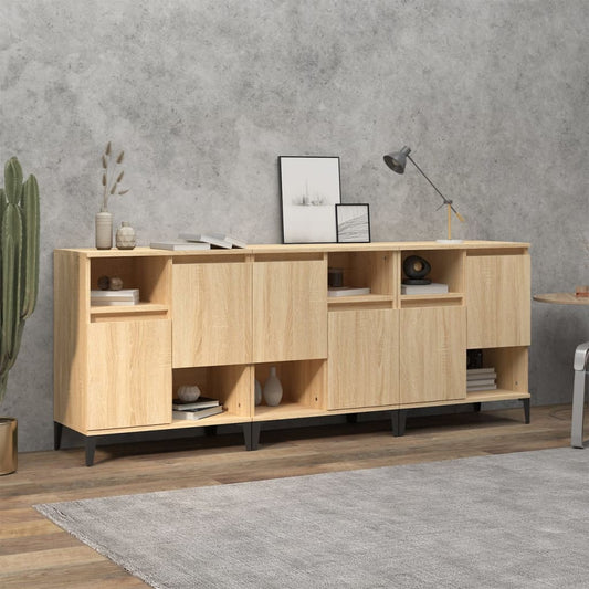 Dressoirs 3 st 60x35x70 cm bewerkt hout sonoma eikenkleurig