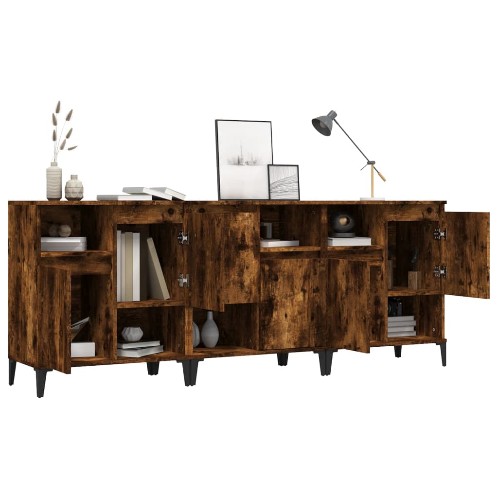 Dressoirs 3 st 60x35x70 cm bewerkt hout gerookt eikenkleurig