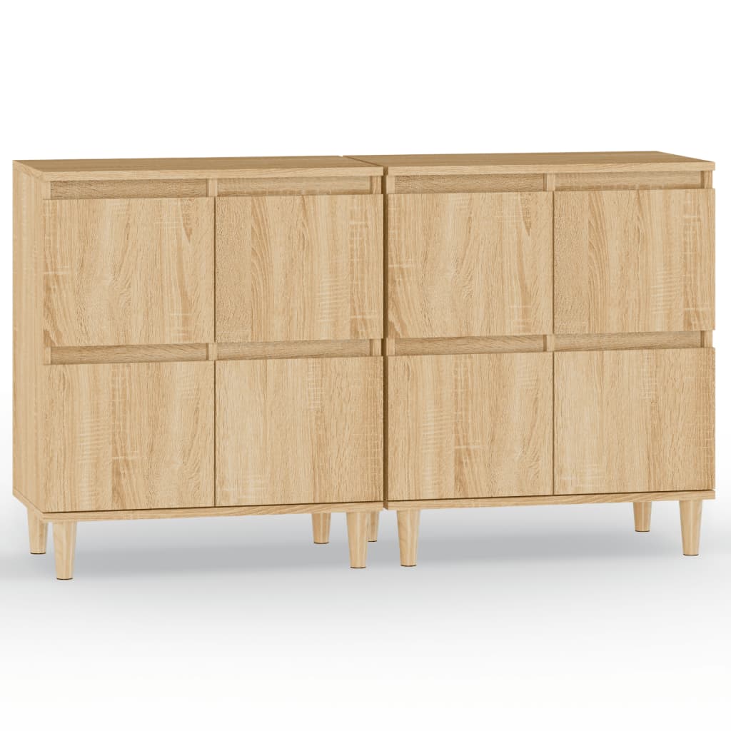Dressoirs 2 st 60x35x70 cm bewerkt hout sonoma eikenkleurig