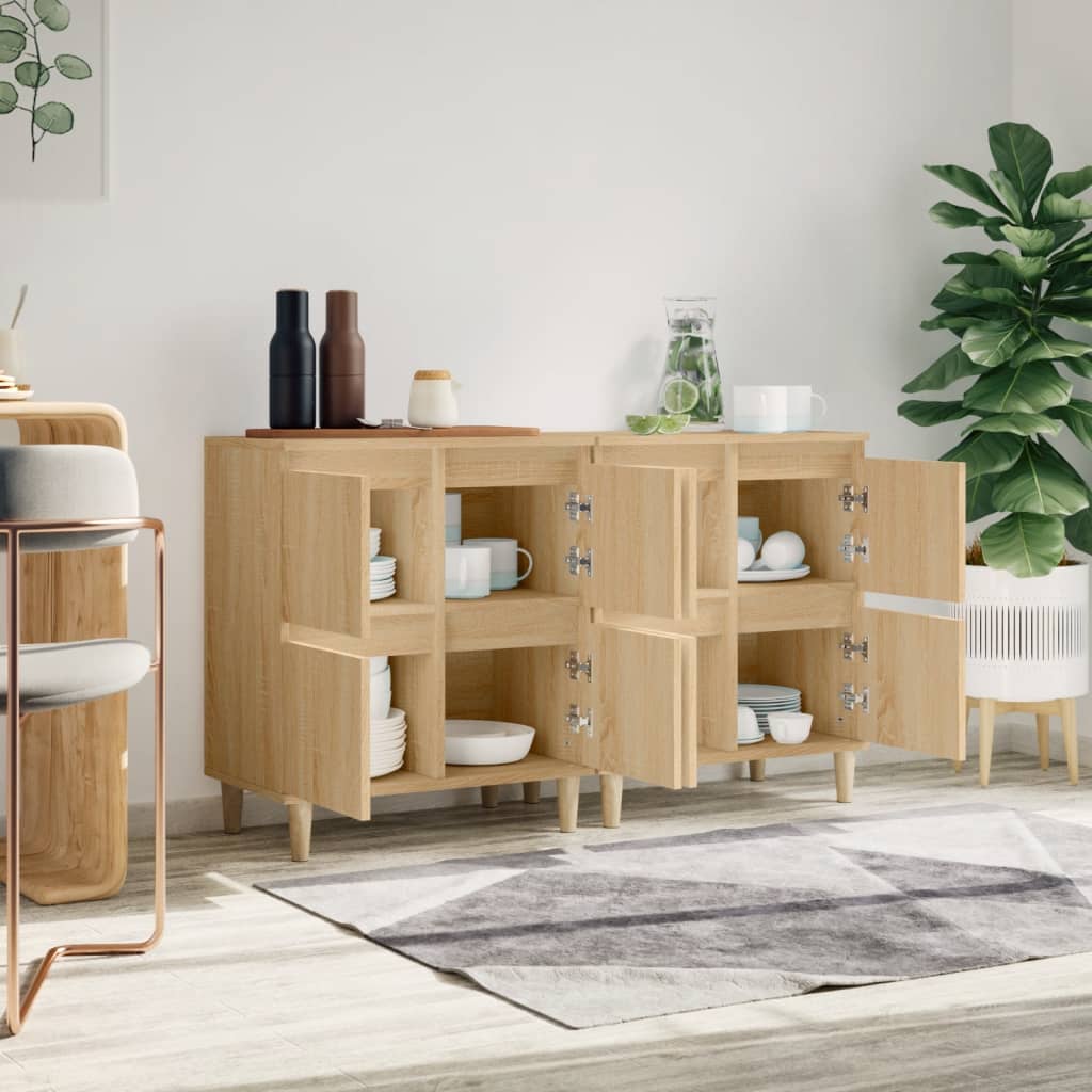 Dressoirs 2 st 60x35x70 cm bewerkt hout sonoma eikenkleurig