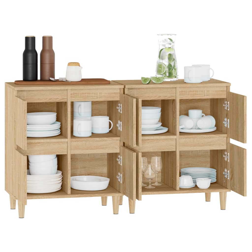 Dressoirs 2 st 60x35x70 cm bewerkt hout sonoma eikenkleurig