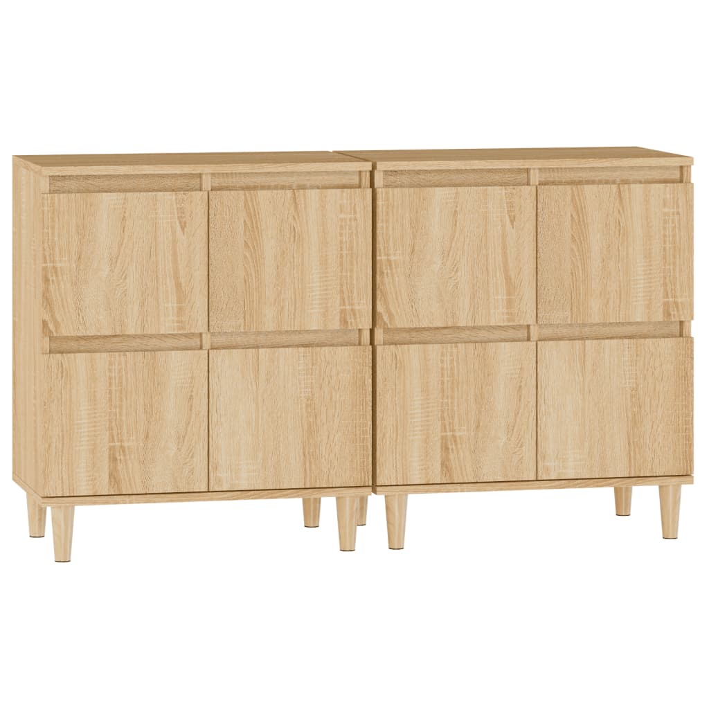 Dressoirs 2 st 60x35x70 cm bewerkt hout sonoma eikenkleurig