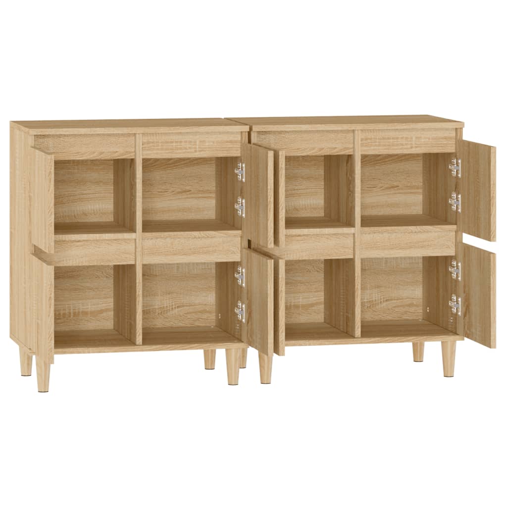Dressoirs 2 st 60x35x70 cm bewerkt hout sonoma eikenkleurig