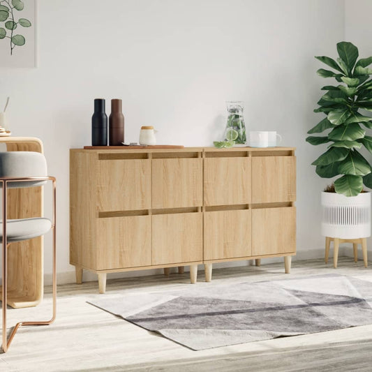 Dressoirs 2 st 60x35x70 cm bewerkt hout sonoma eikenkleurig