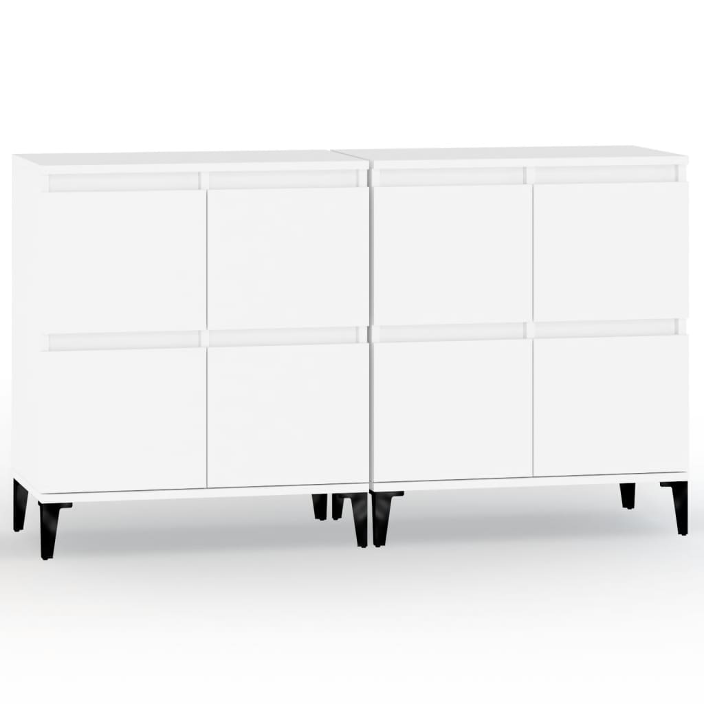 Dressoirs 2 st 60x35x70 cm bewerkt hout wit