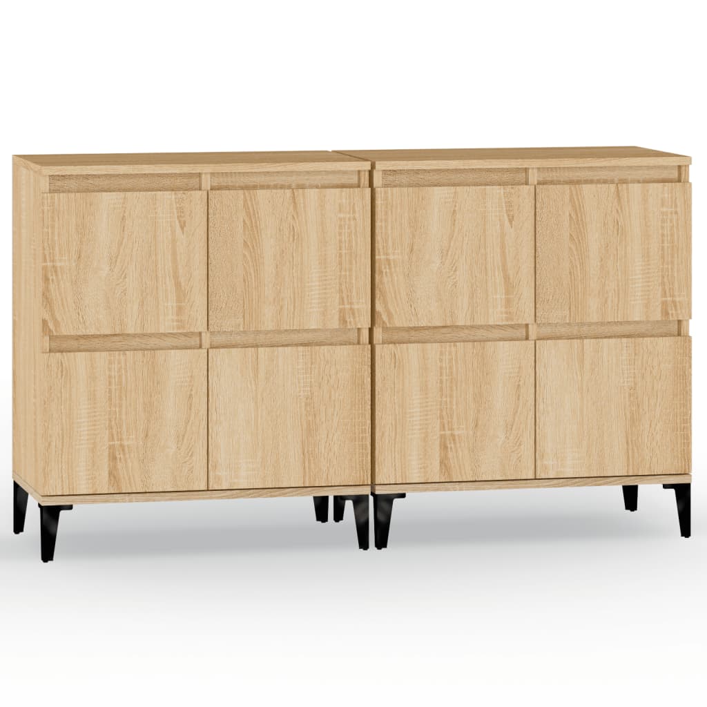 Dressoirs 2 st 60x35x70 cm bewerkt hout sonoma eikenkleurig