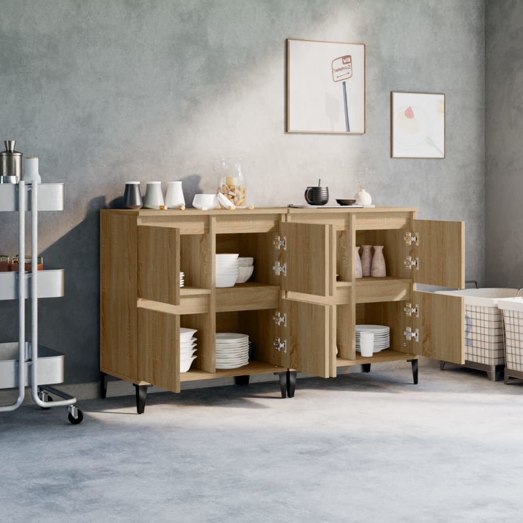 Dressoirs 2 st 60x35x70 cm bewerkt hout sonoma eikenkleurig