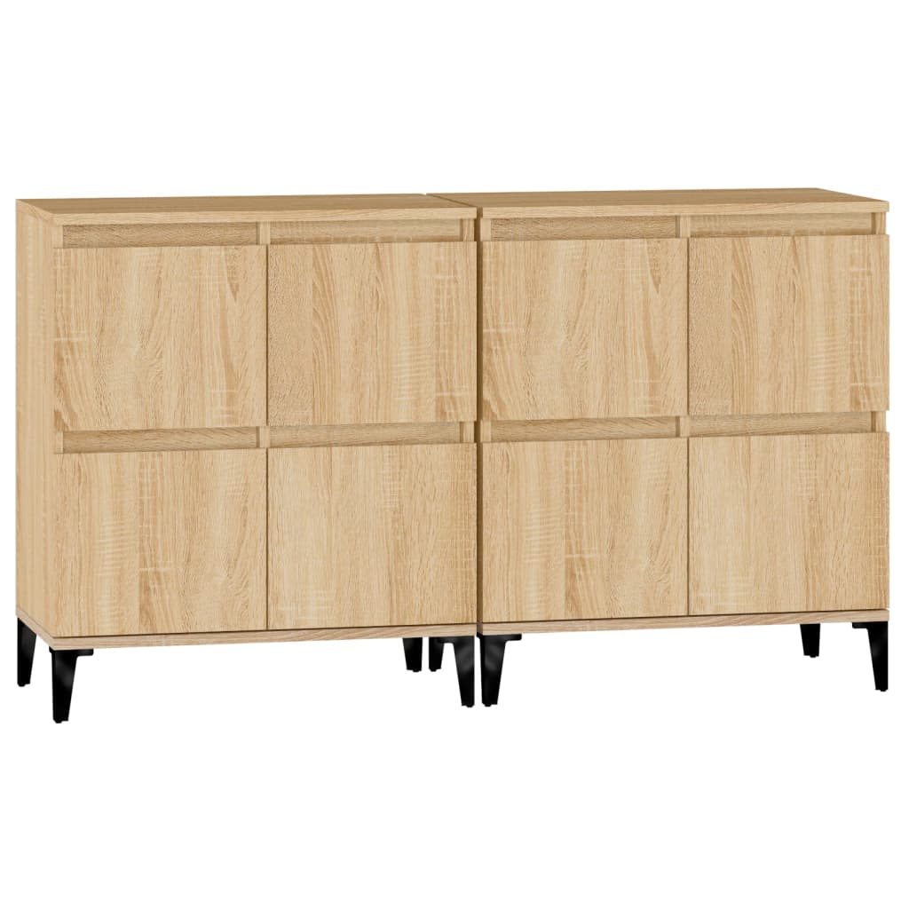 Dressoirs 2 st 60x35x70 cm bewerkt hout sonoma eikenkleurig