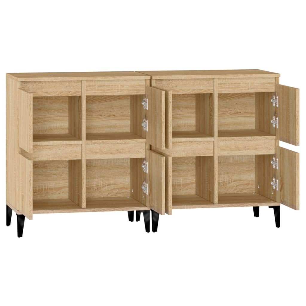 Dressoirs 2 st 60x35x70 cm bewerkt hout sonoma eikenkleurig