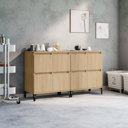 Dressoirs 2 st 60x35x70 cm bewerkt hout sonoma eikenkleurig