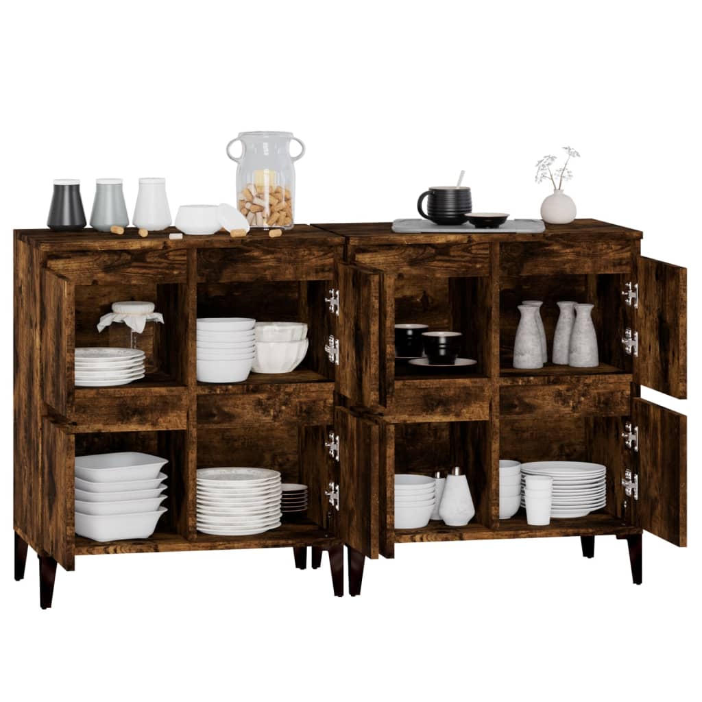 Dressoirs 2 st 60x35x70 cm bewerkt hout gerookt eikenkleurig