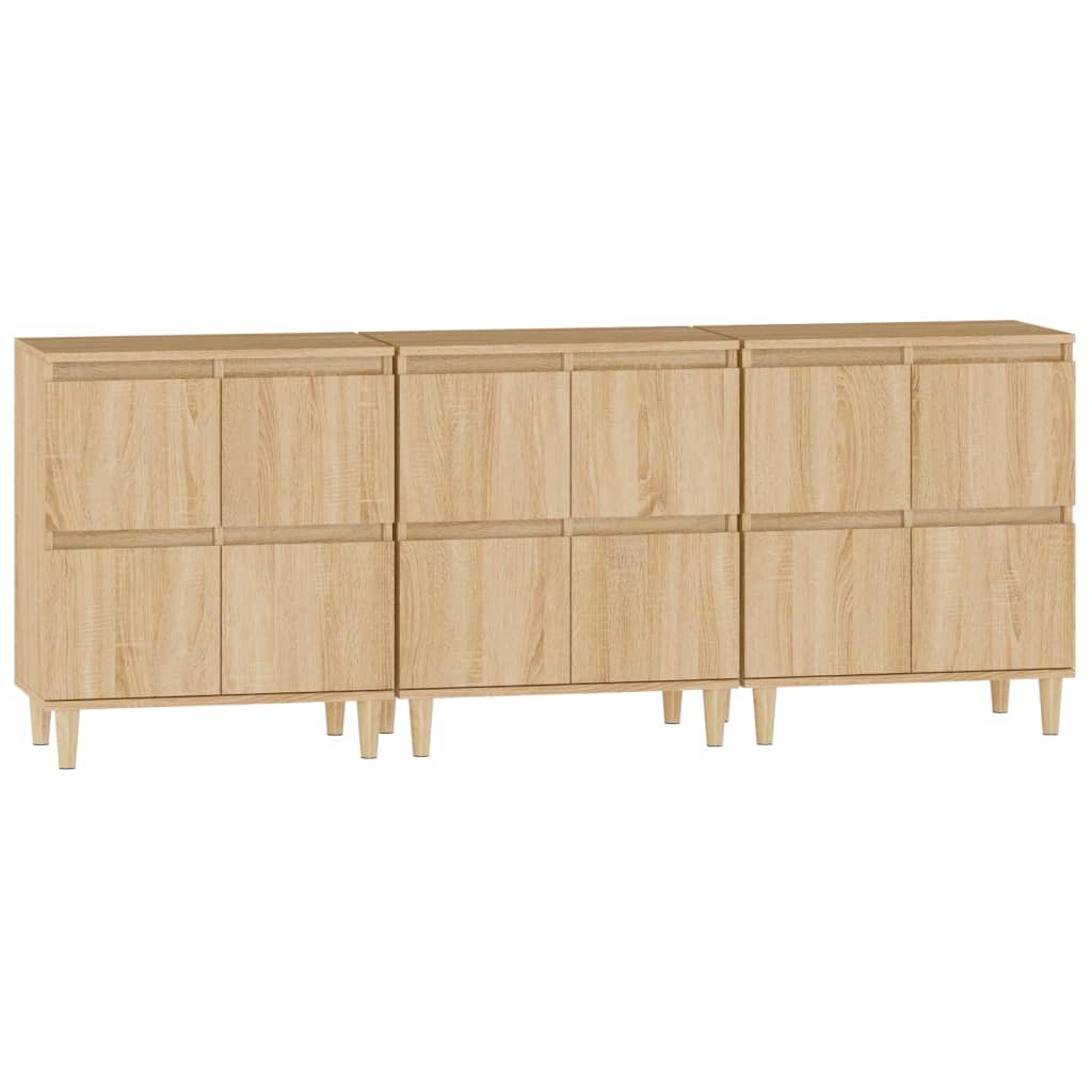 Dressoirs 3 st 60x35x70 cm bewerkt hout sonoma eikenkleurig