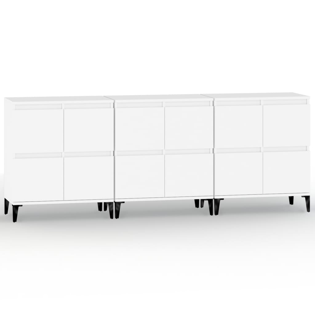Dressoirs 3 st 60x35x70 cm bewerkt hout wit