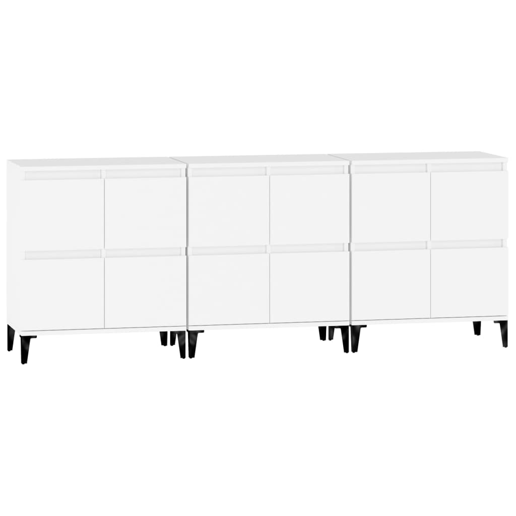 Dressoirs 3 st 60x35x70 cm bewerkt hout wit