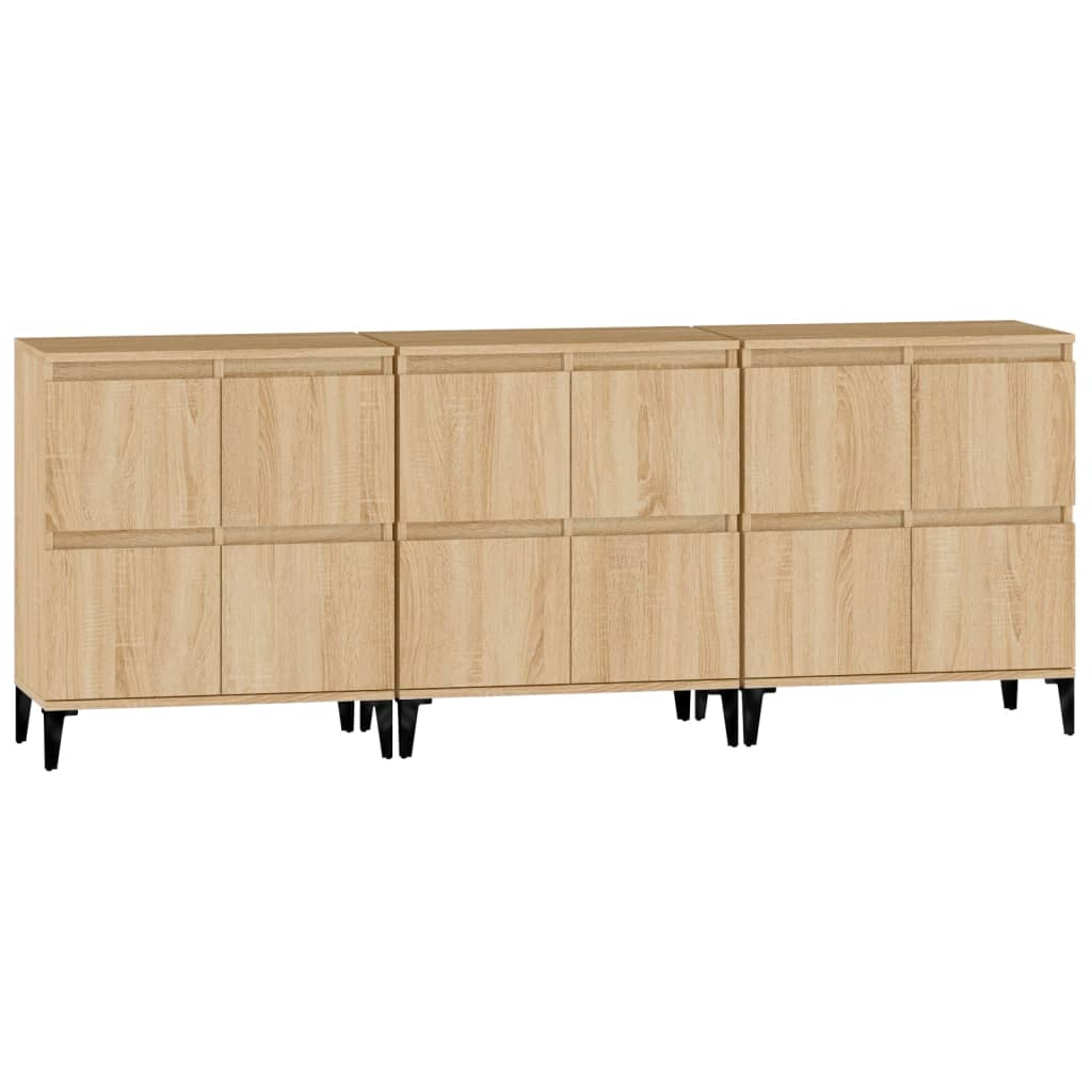 Dressoirs 3 st 60x35x70 cm bewerkt hout sonoma eikenkleurig